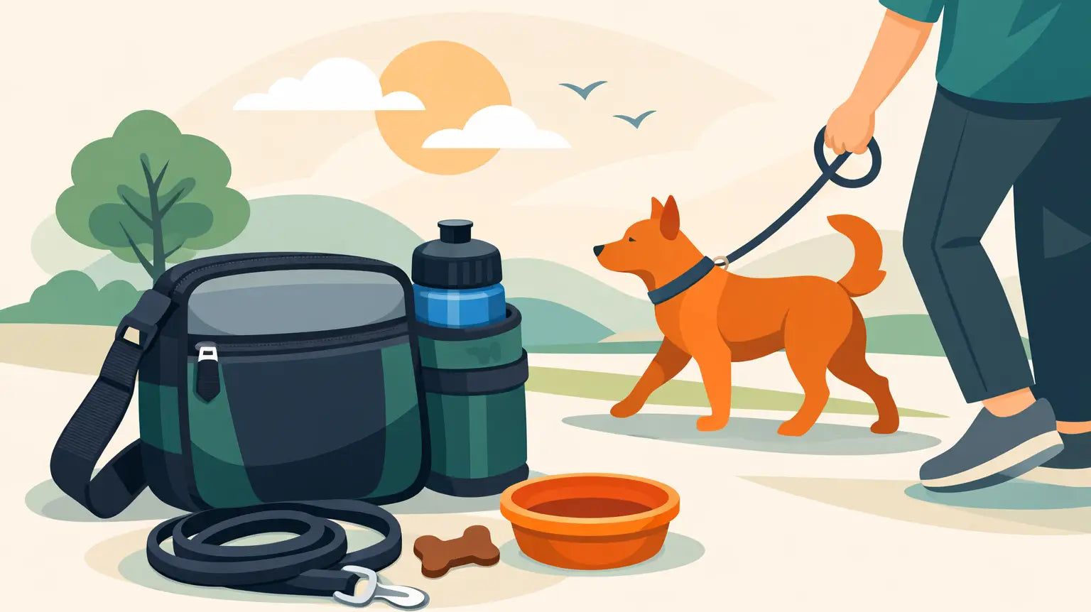 Dog Walking Bag With Water Bottle Holder