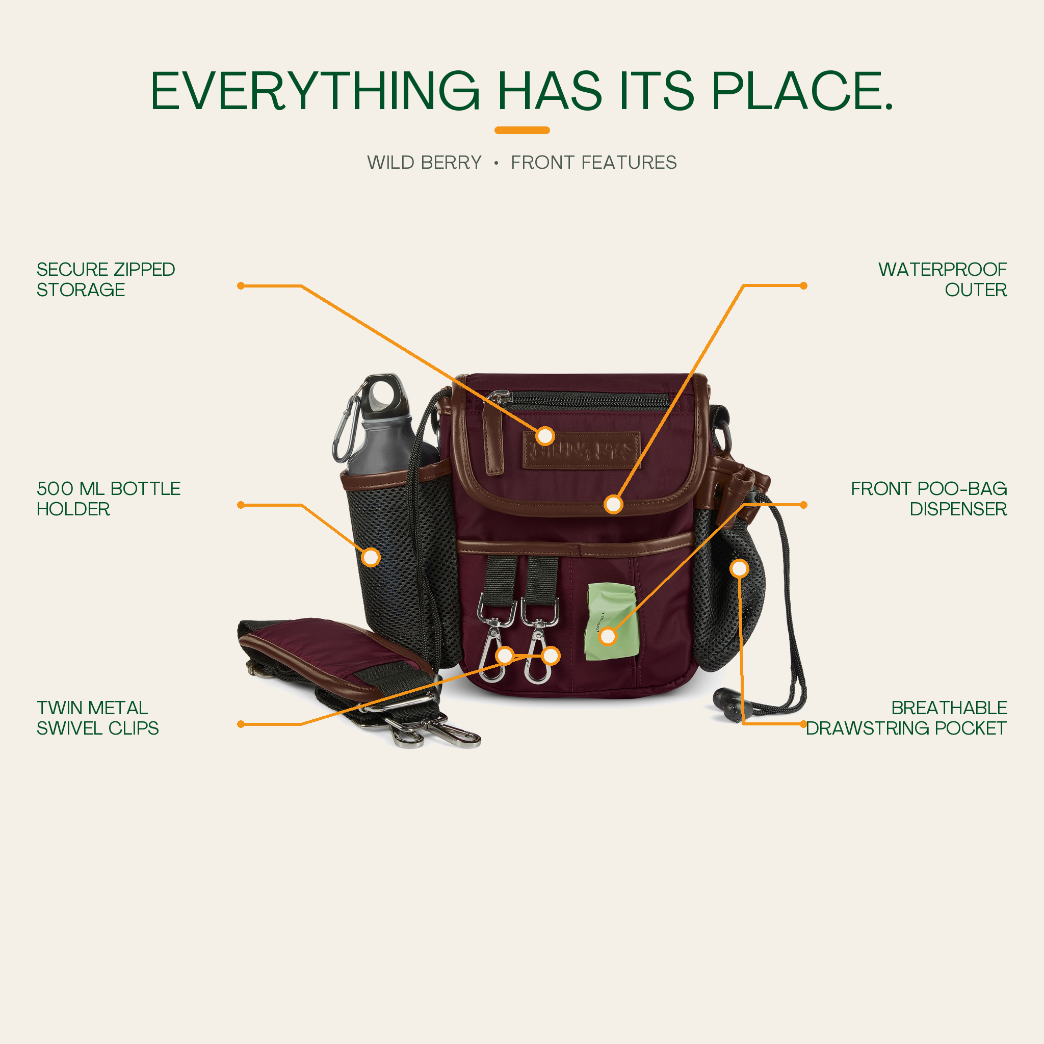 The Original Bag in Wild Berry - front features