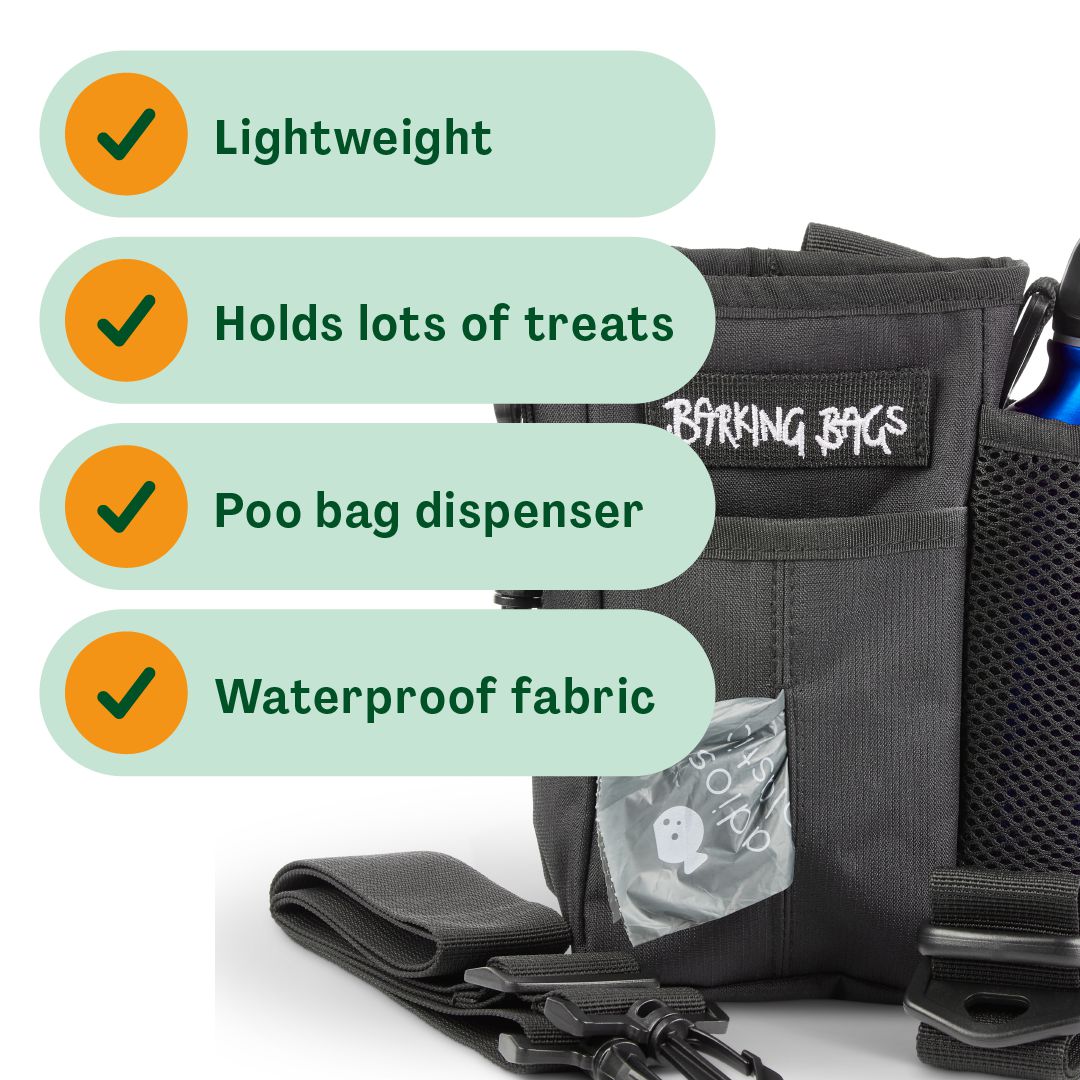 Large Dog Treat Bag - Black Barking Bags