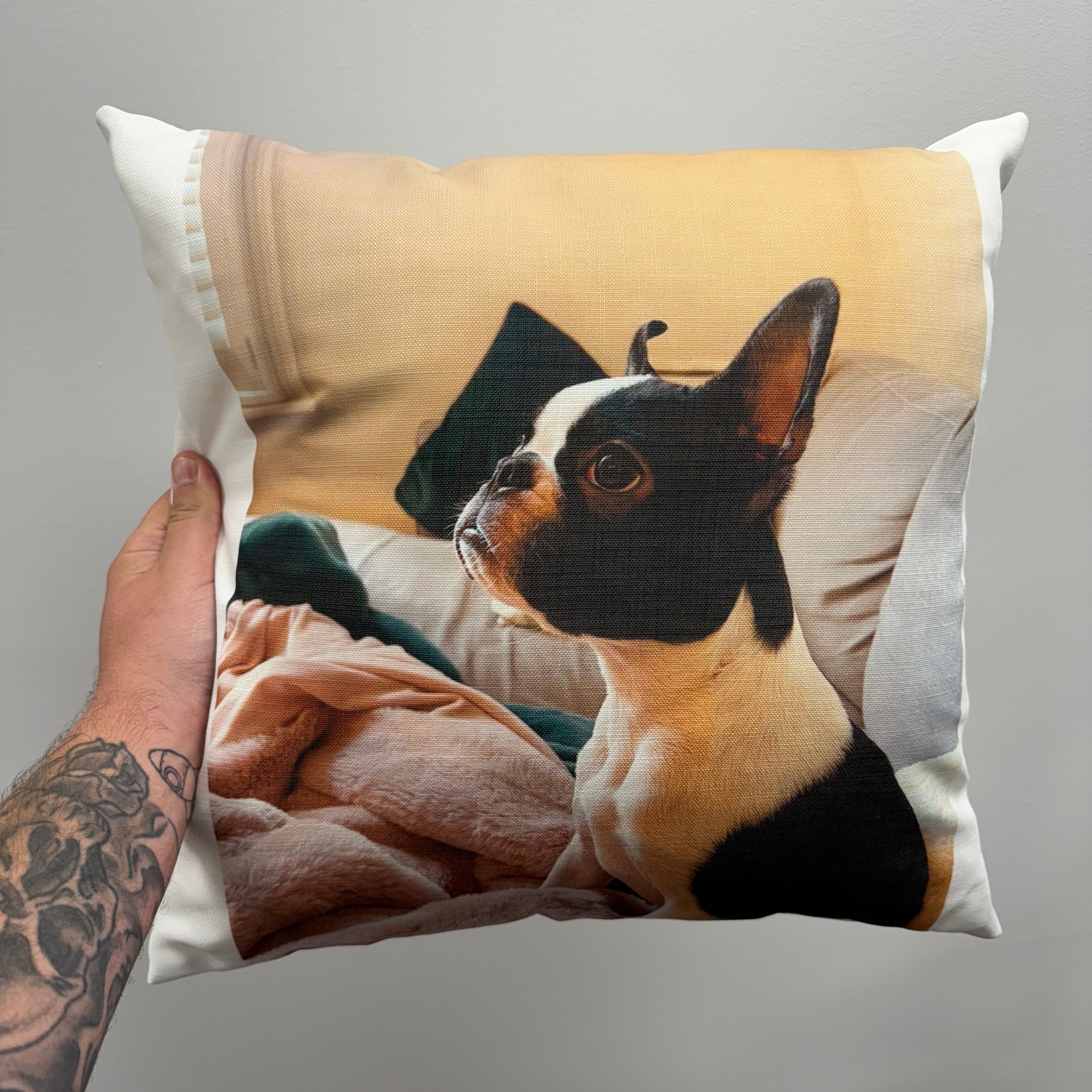 Custom Dog Photo Cushion - Square - Faux Linen Cushions Prodigi