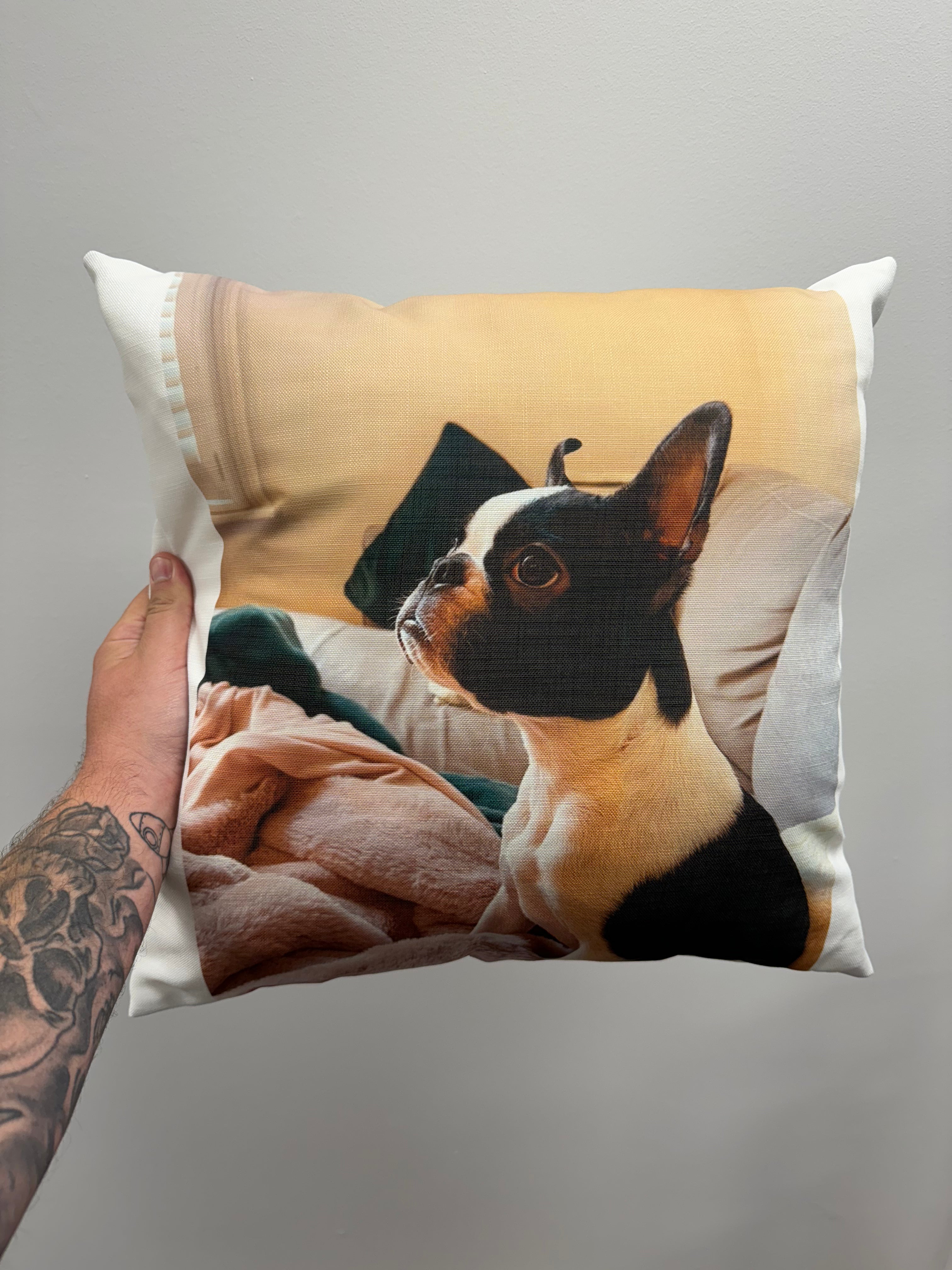 Custom Dog Photo Cushion - Square - Faux Linen Cushions Prodigi