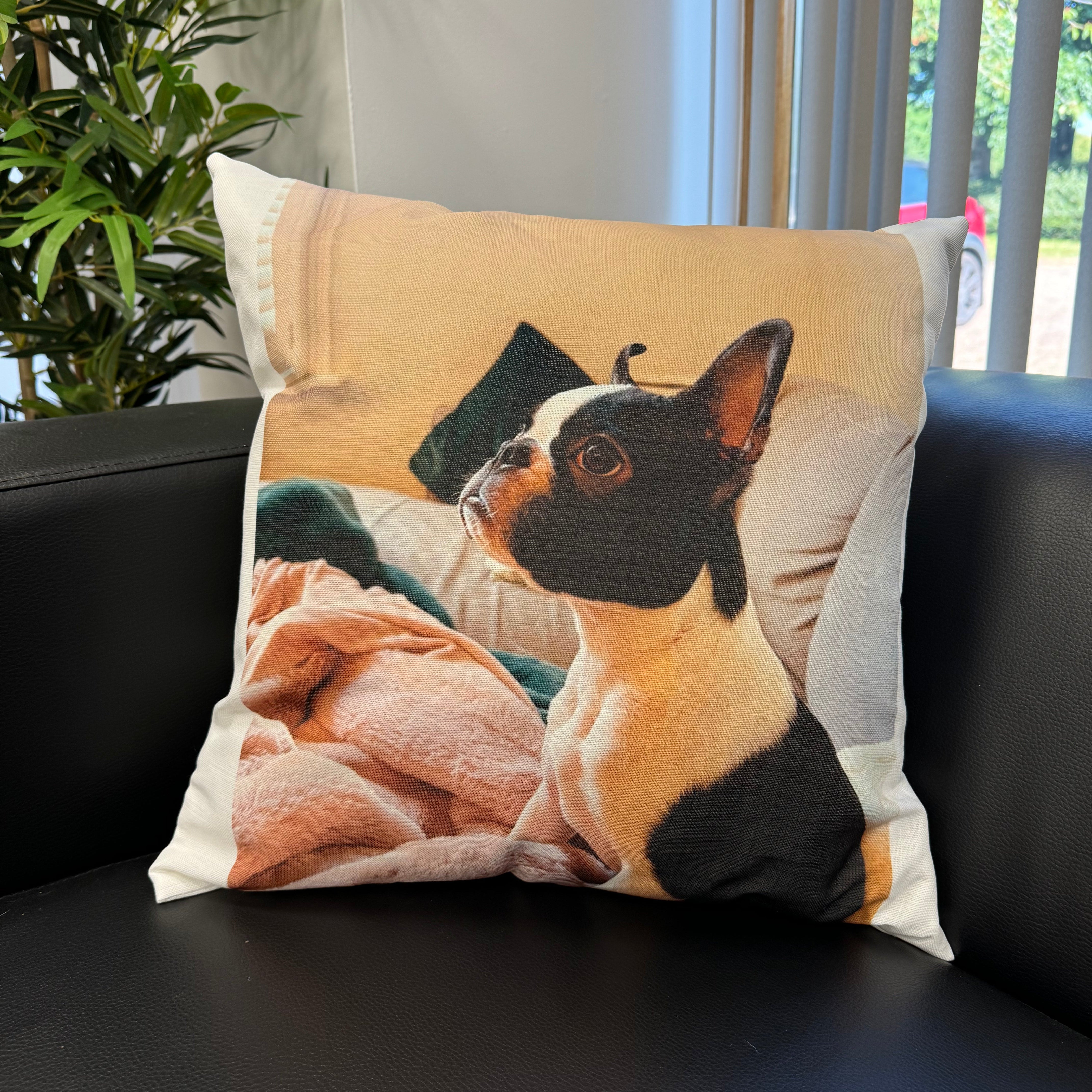 Custom Dog Photo Cushion - Square - Faux Linen Cushions Prodigi