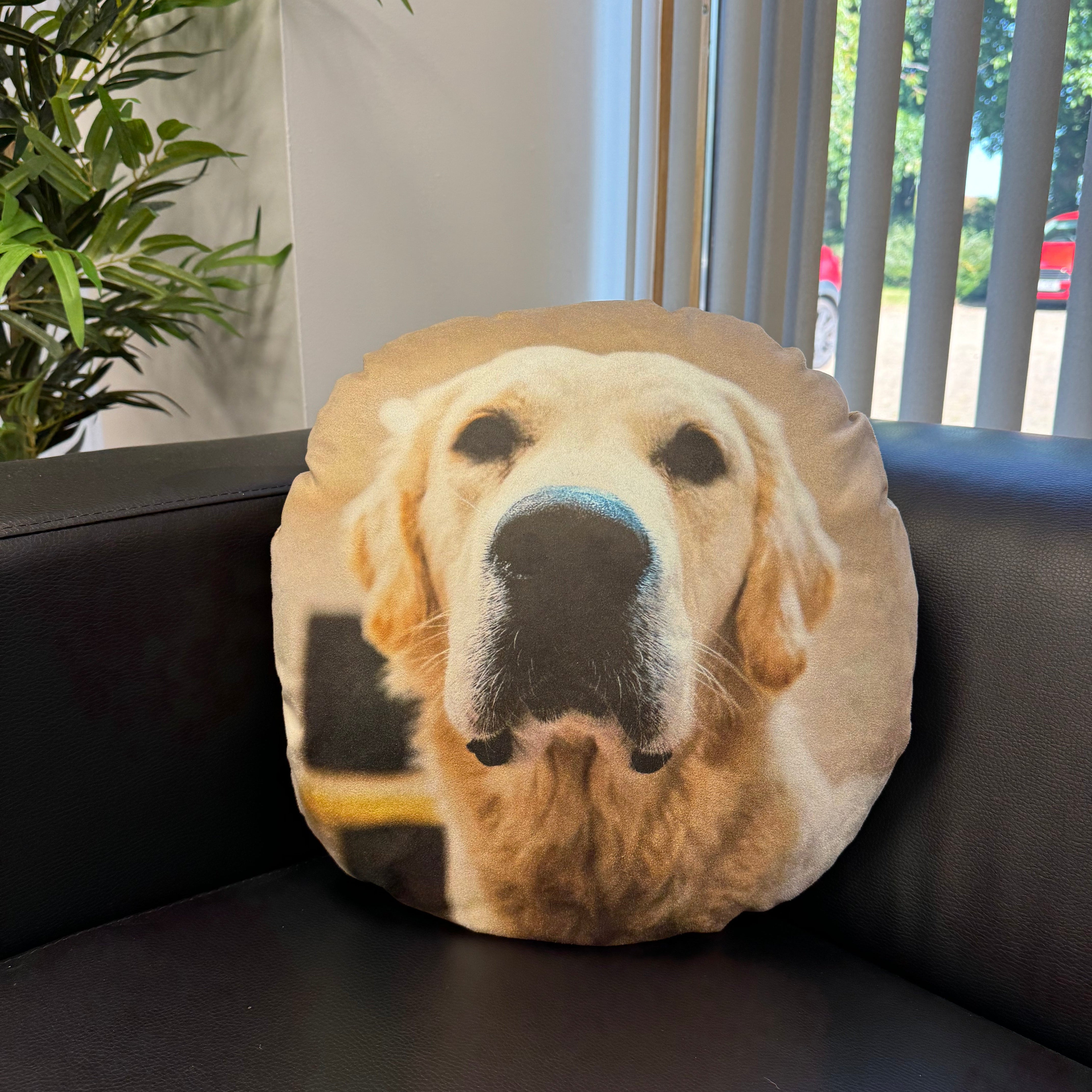 Custom Dog Photo Cushion - Round - Faux Suede Cushions Prodigi