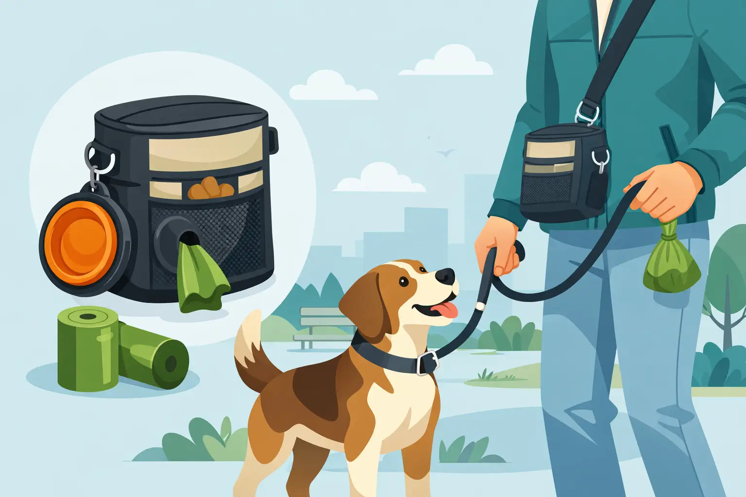 Dog Walking Bag with Poo Bag Dispenser