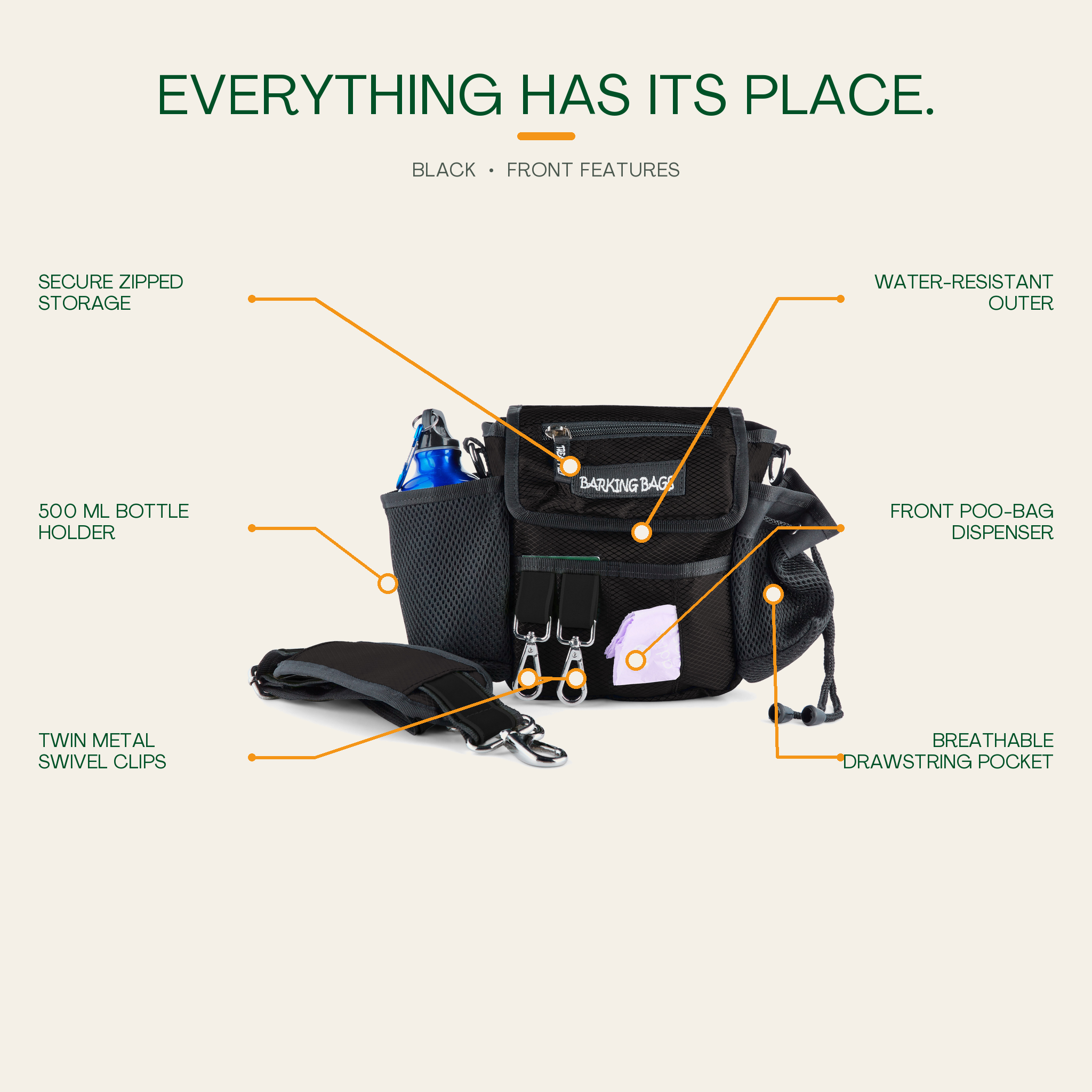 The Original Bag in Black - front features