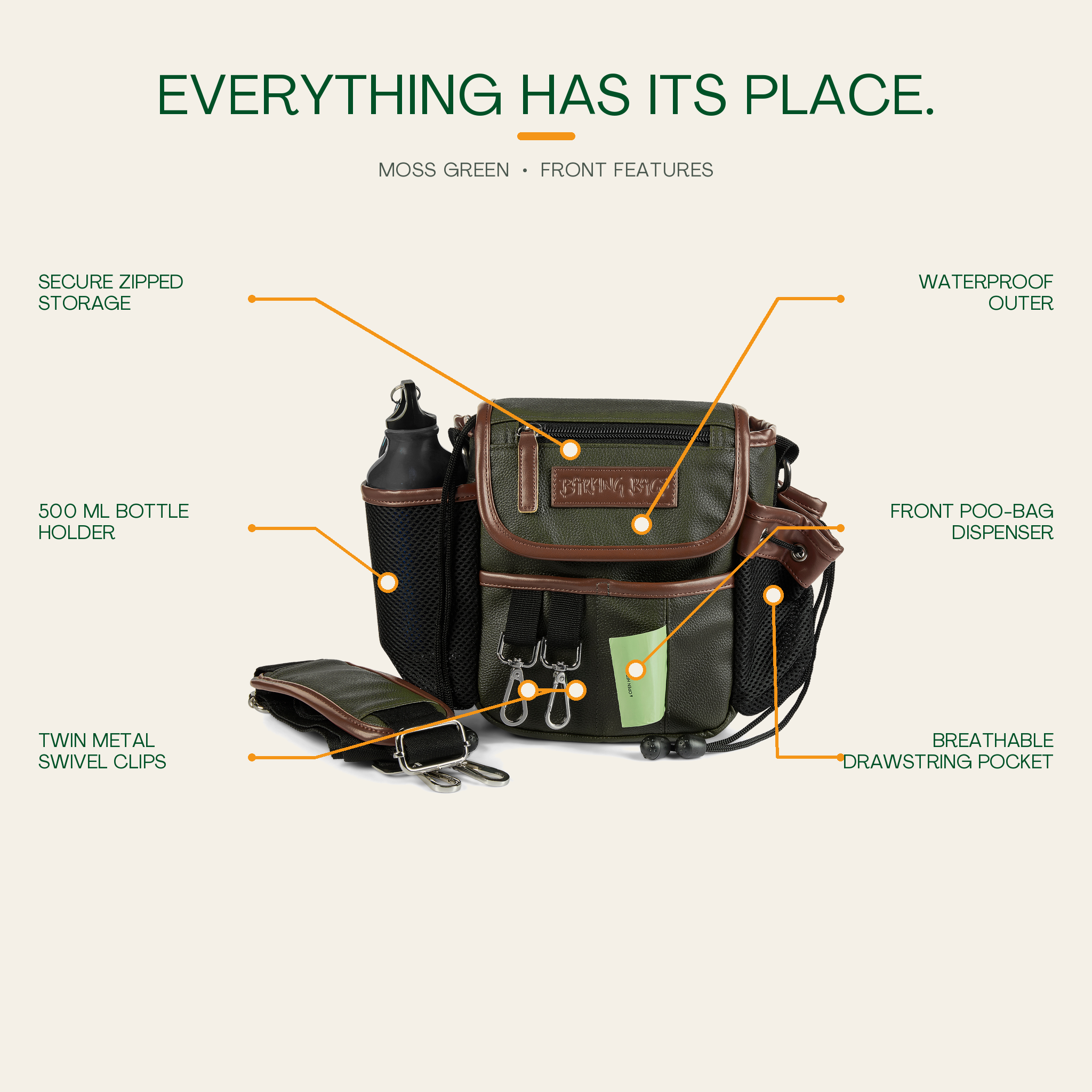 The Original Bag in Moss Green - front features