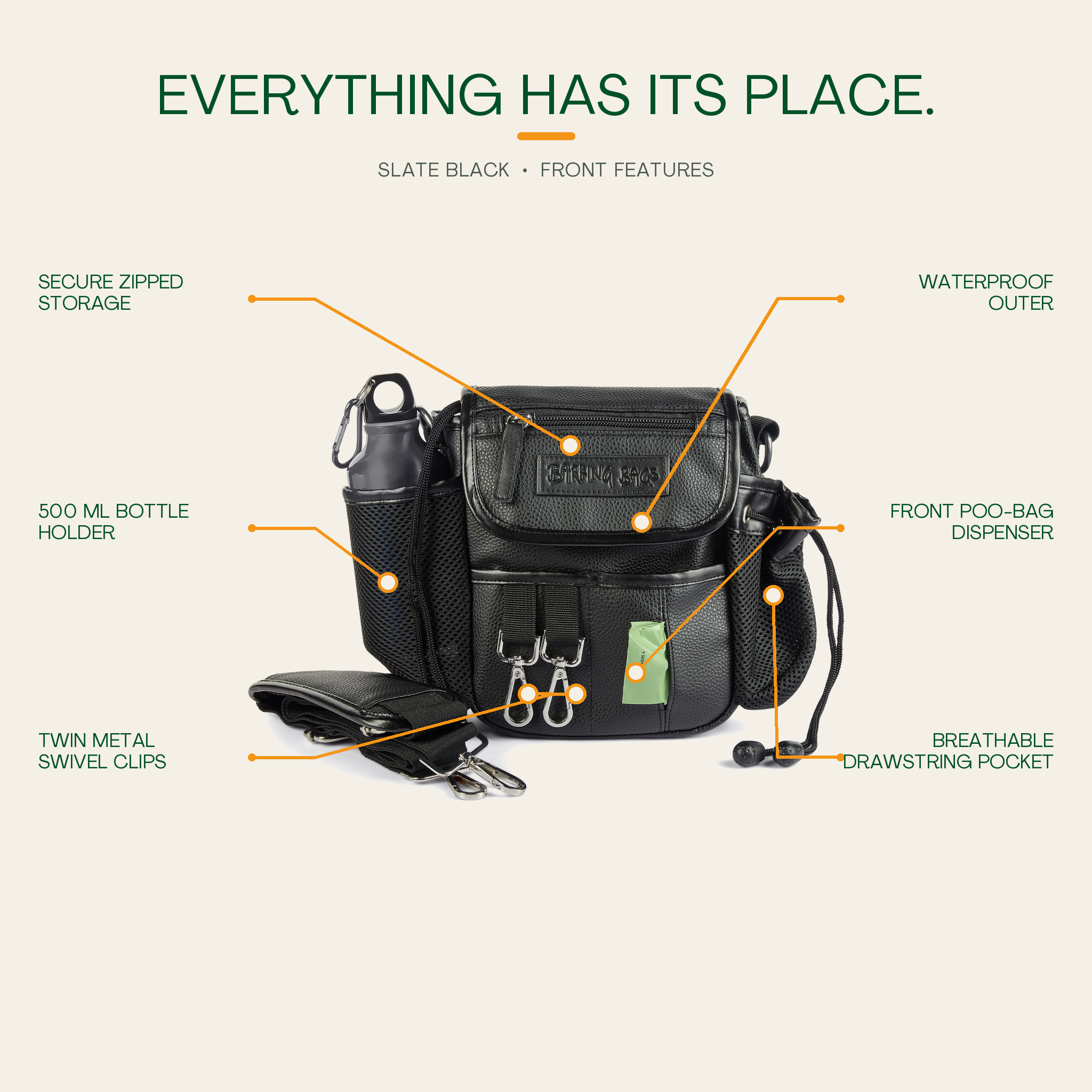 The Original Bag in Slate Black - front features
