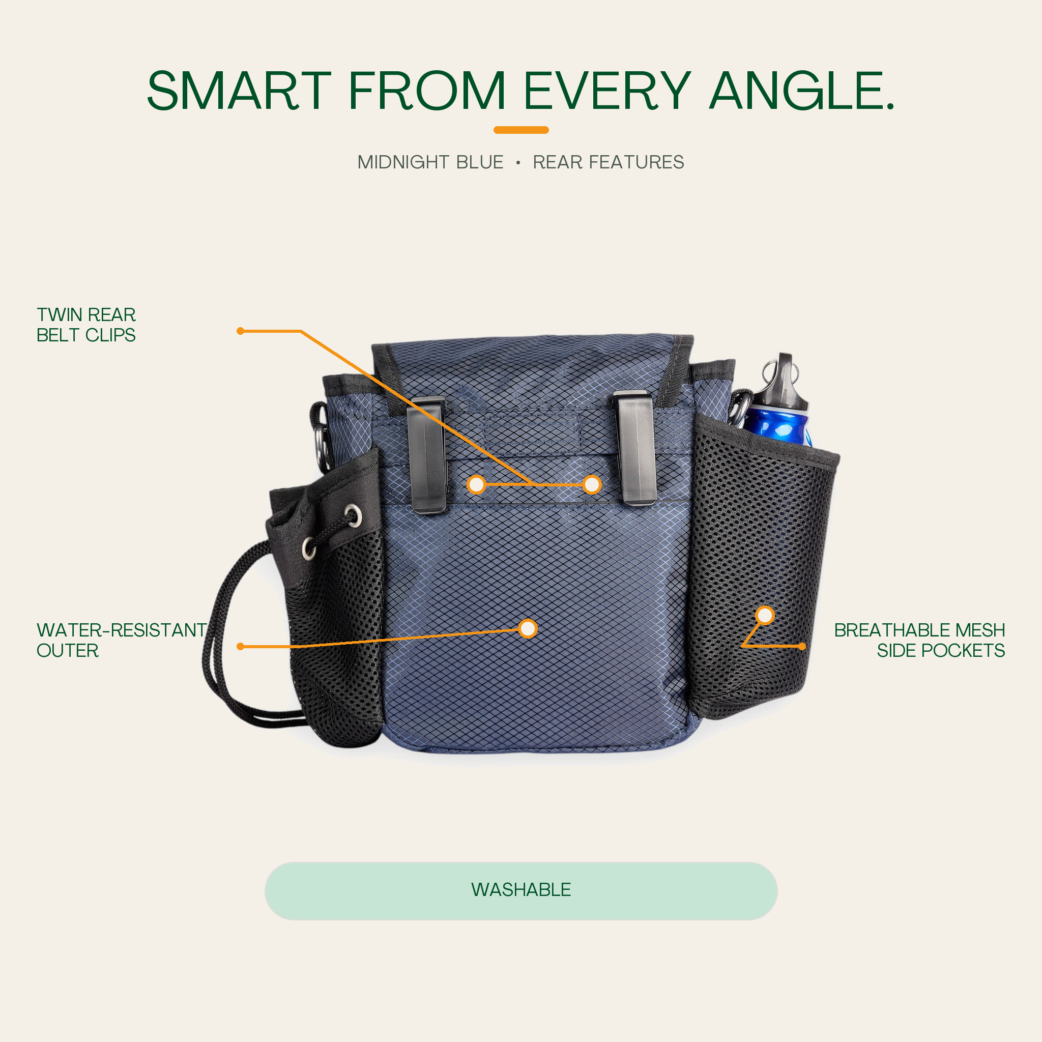 The Original Bag in Midnight Blue - rear features