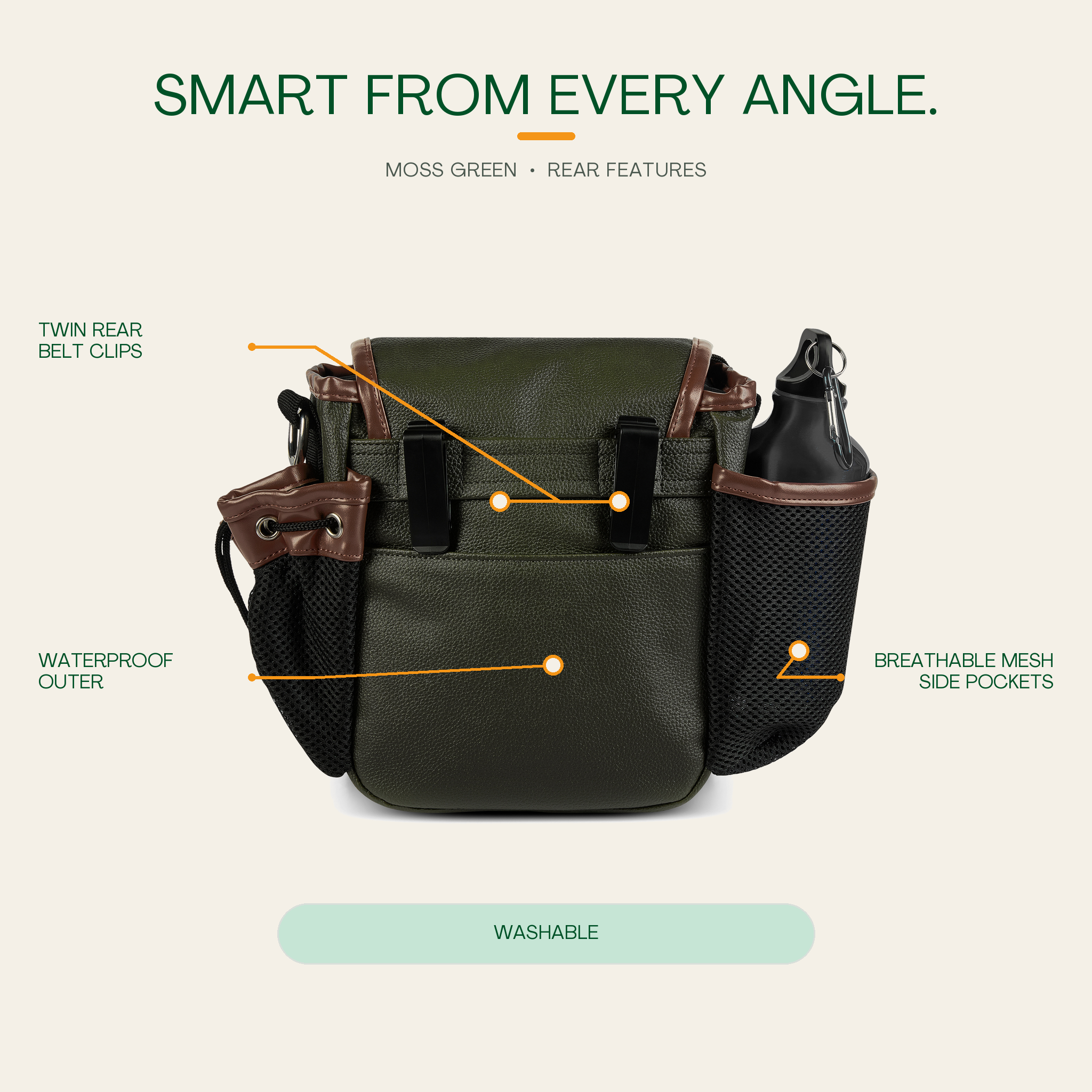 The Original Bag in Moss Green - rear features