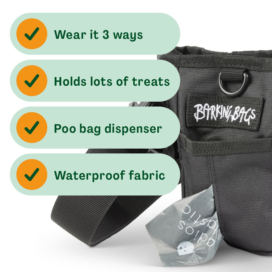 The Treat Bag - Black, Dog Treat & Training Bag, Barking Bags