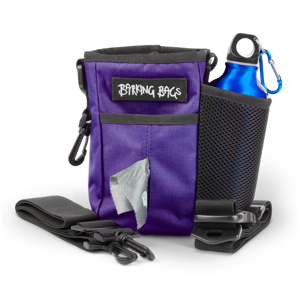purple dog walking bag