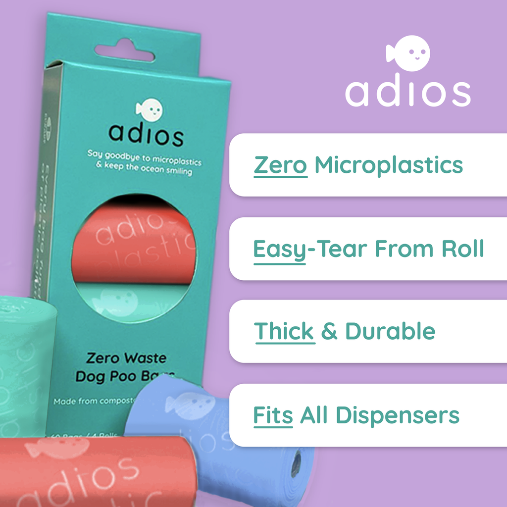 Adios Compostable Dog Poo Bags - 3 Pack (180 bags)  Barking Bags   