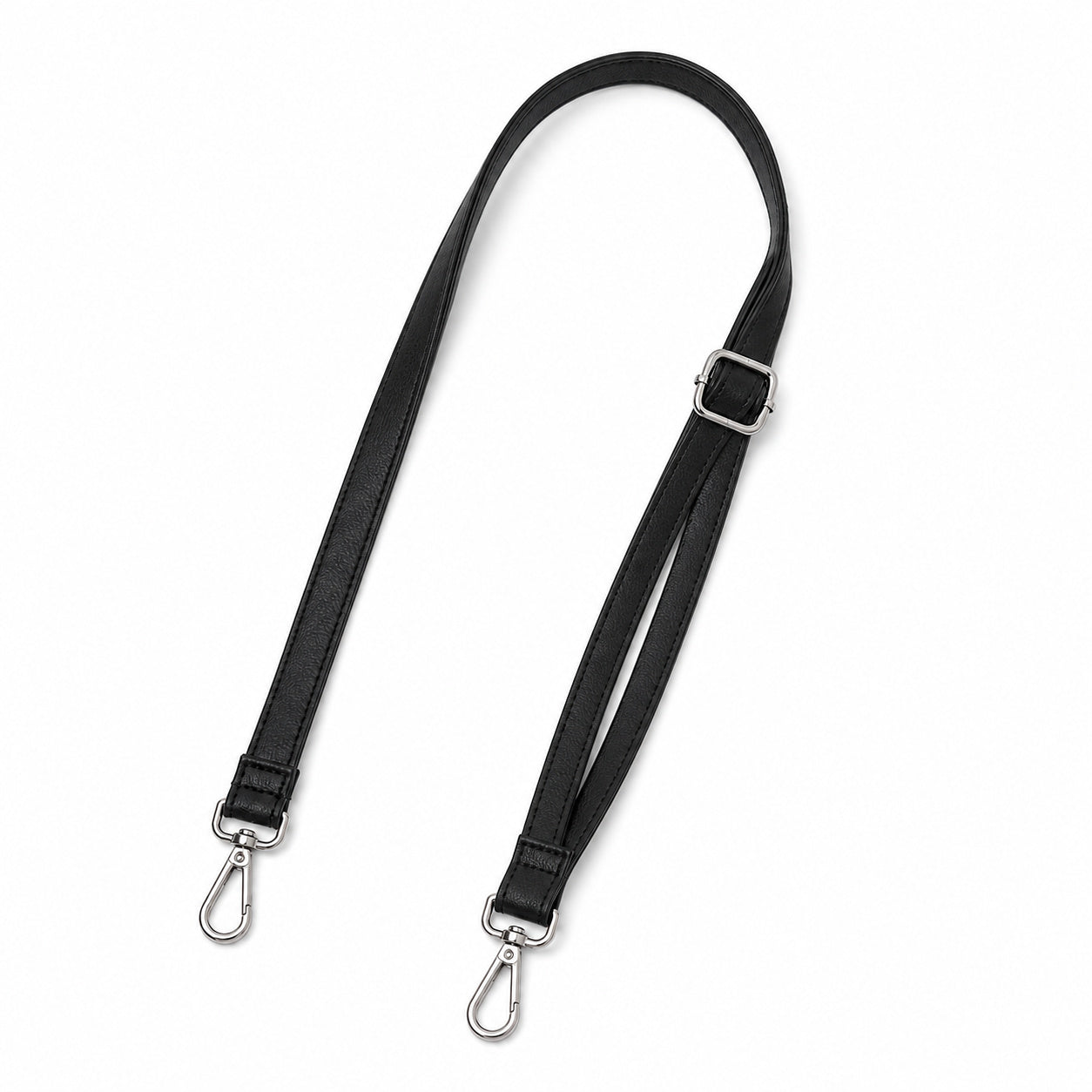 Black adjustable PVC leather shoulder strap with doubled return section