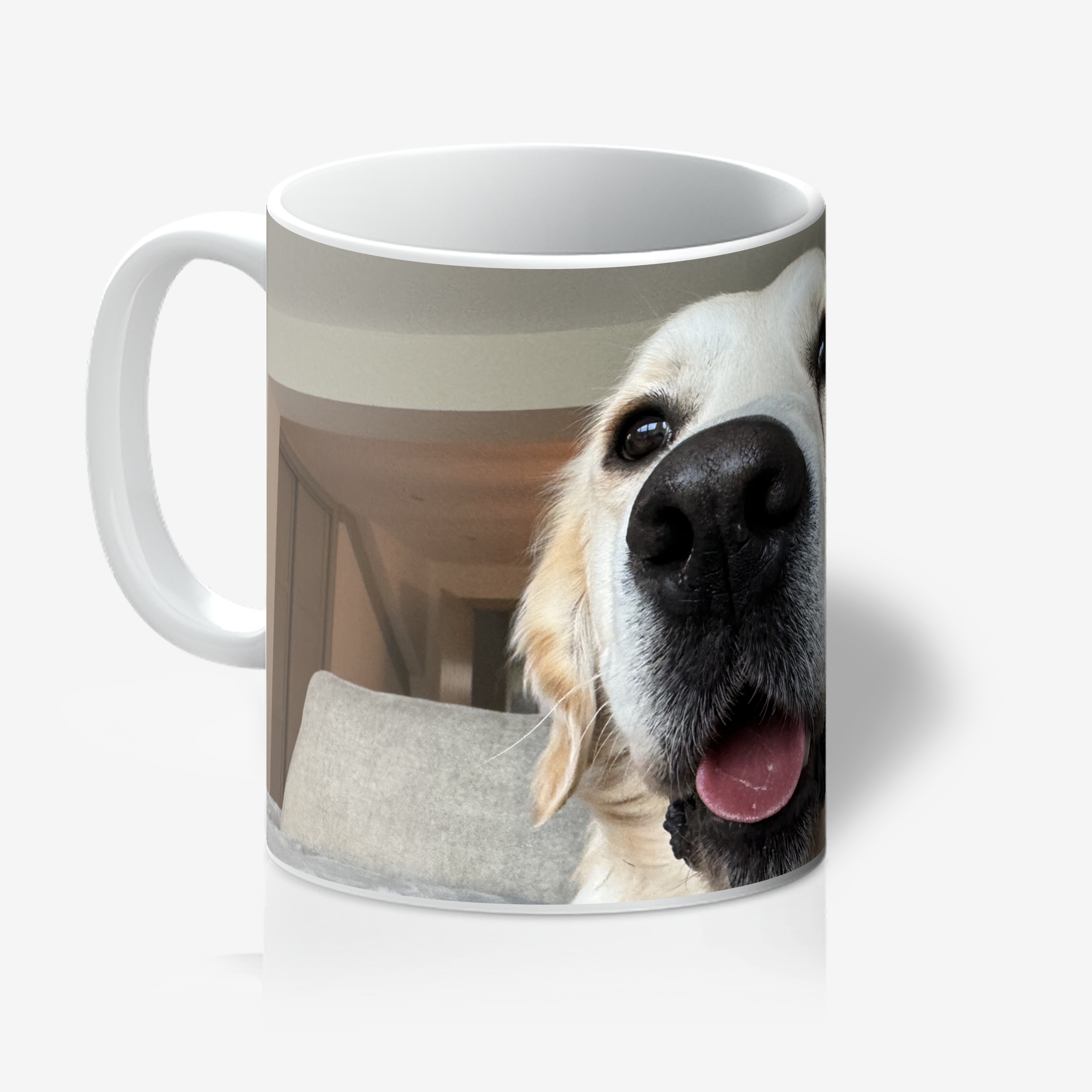 Custom Dog Photo Mug - White Cushions Prodigi   